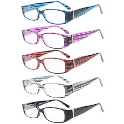 5 Pack Rectangle Crystals Reading Glasses for Women R081