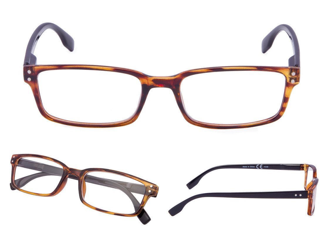 Stylish Rectangle Reading Glasses Brown 3-R097
