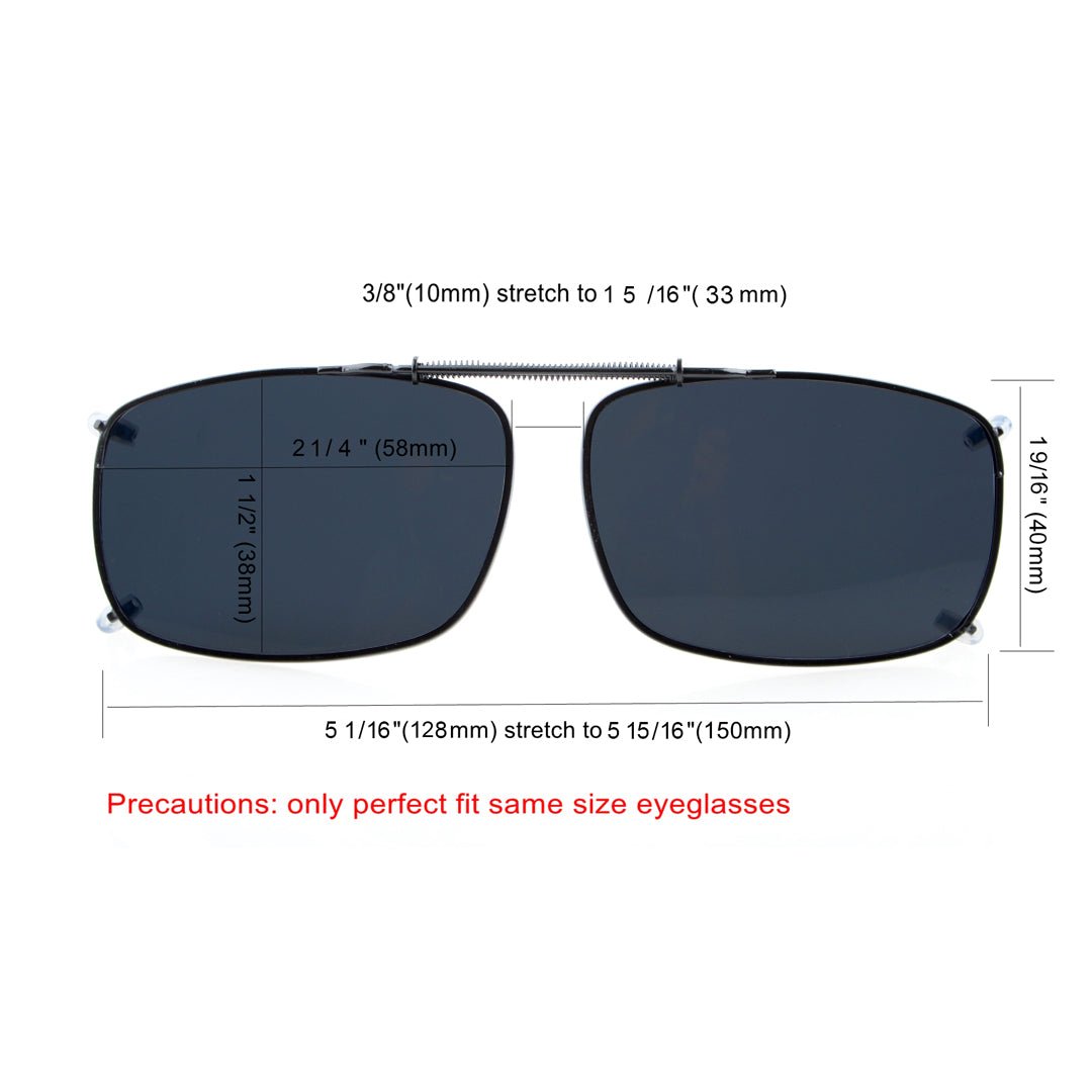Wide Lens Clip on Polarized Sunglasses C60 (58MMx38MM)eyekeeper.com